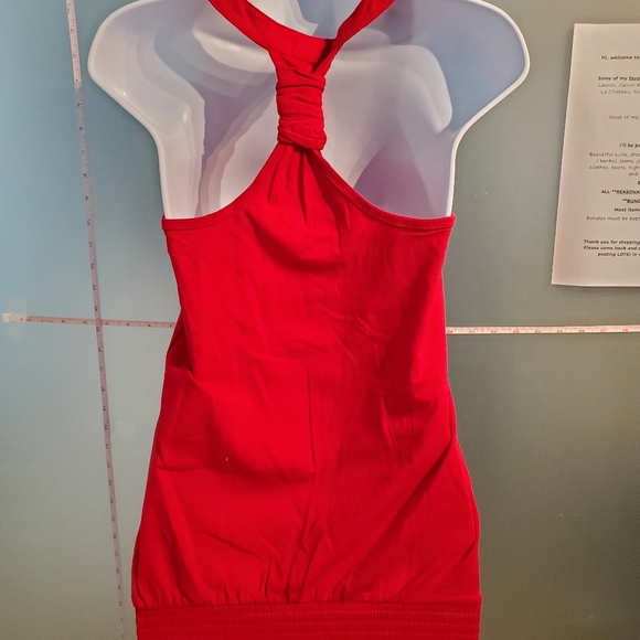 Small Red Tank Top, Thick Sexy Back Strap w/ Knot, Stretchy, Lightly Used, Comfy - Picture 7 of 11
